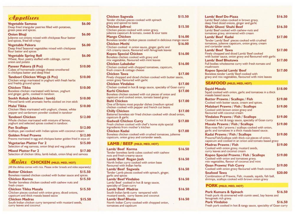 KOPEO INDIAN RESTAURANT, BAR & TAKEAWAY Whakatane Information