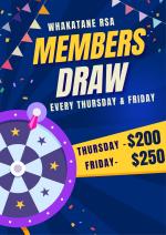  Whakatane RSA Members Draw